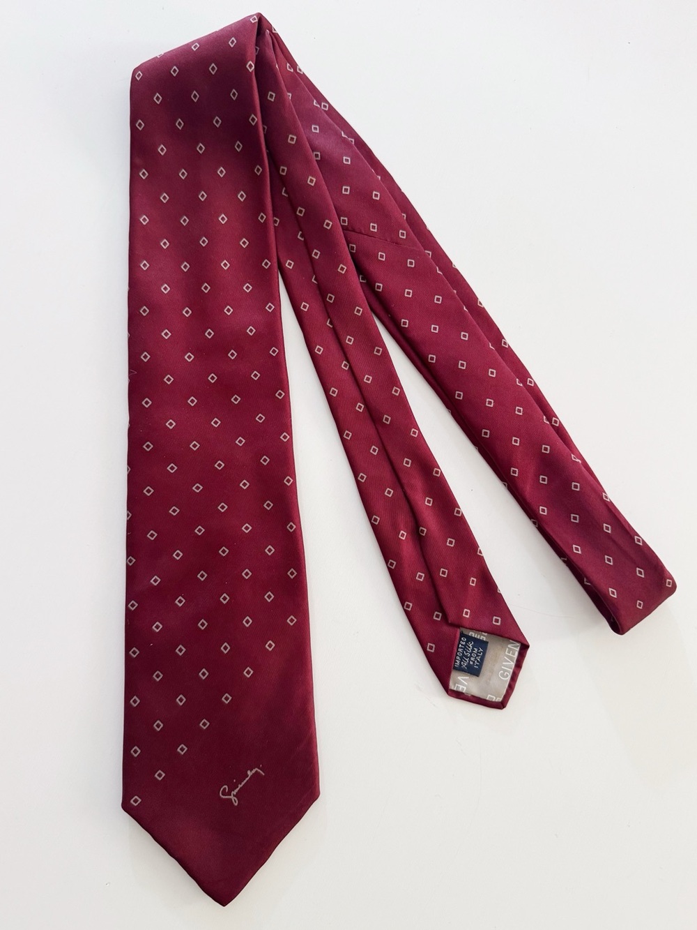 Vintage Givenchy Gentlemen Line Burgundy Silk Tie